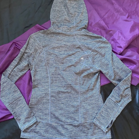 Black & grey striped zip up sweatshirt - Picture 2 of 6